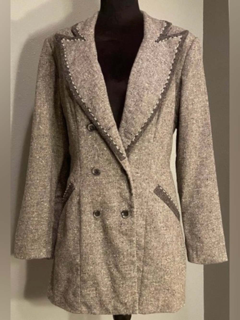 Christian Francis Roth ✨Vintage✨ 100% Wool ~ Tweed ~ Coat Sz 10 Dry Cleaned 🤍🩶🤍